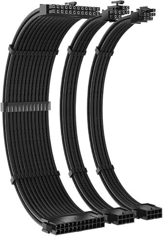 SU Extension Cable Motherboard ATX 24PIN GPU PCI-E 6+2PIN 8PIN CPU EPS 4+4PIN 3IN1 KIT 18AWG 300MM POWER SLOT مع كومز (أبيض نقي) in Saudi Arabia