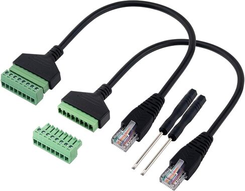 2Pcs RJ45 Male to 8 Pins Screw Terminal Block Adapter 1ft RJ45 8p8c to 8Pin Bolt Terminal Connector for Cat5 Cat6 Cat7 Ethernet Extender CCTV Digital Internet in Saudi Arabia