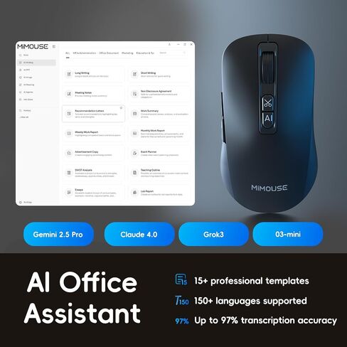 يعد M4 Wireless Smart Ai Mouse لأجهزة الكمبيوتر المحمولة للكمبيوتر الشخصي ، ومدخلات صوت ملمس واحد ، ومساعد منظمة العفو الدولية ، وتسجيل الاجتماع ، وترجمة لقطة الشاشة ، والتوافق متعدد اللغات ، جهاز مكتب عالي الأداء. in Saudi Arabia