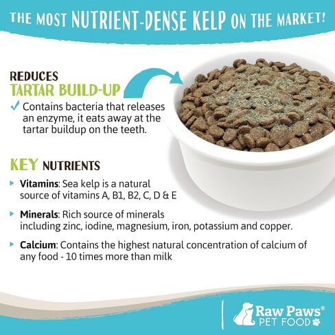 Raw Paws Organic Kelp for Dogs & Cats, 8-oz - Iodine Rich for Thyroid, Digestive & Immune Health - Seaweed Powder for Dogs, Sea Kelp for Cats, Kelp Supplement for Dogs, Dried Kelp Powder for Dogs in Saudi Arabia