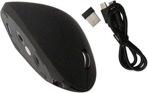 الماوس اللاسلكي العمودي القابل للإعادة شحن USONLINE911 مع مستقبل USB ، 6 أزرار 3 بوصة 800/1200/1600 ل CPMPUTER ، سطح المكتب ، كمبيوتر محمول ، كرومر (أسود) in Saudi Arabia
