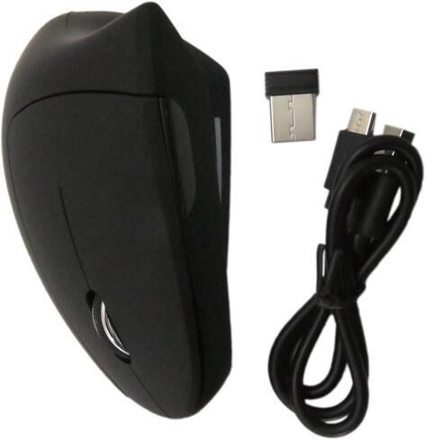 الماوس اللاسلكي العمودي القابل للإعادة شحن USONLINE911 مع مستقبل USB ، 6 أزرار 3 بوصة 800/1200/1600 ل CPMPUTER ، سطح المكتب ، كمبيوتر محمول ، كرومر (أسود) in Saudi Arabia