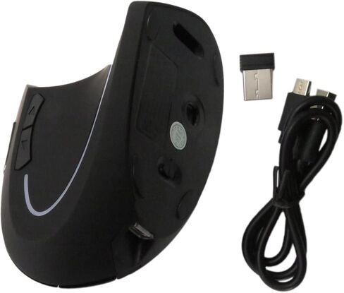 الماوس اللاسلكي العمودي القابل للإعادة شحن USONLINE911 مع مستقبل USB ، 6 أزرار 3 بوصة 800/1200/1600 ل CPMPUTER ، سطح المكتب ، كمبيوتر محمول ، كرومر (أسود) in Saudi Arabia