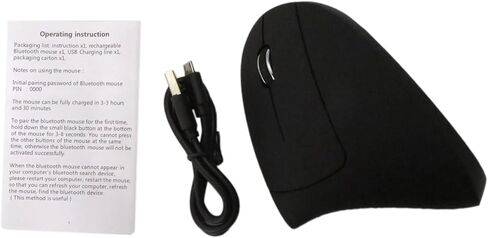 الماوس اللاسلكي العمودي القابل للإعادة شحن USONLINE911 مع مستقبل USB ، 6 أزرار 3 بوصة 800/1200/1600 ل CPMPUTER ، سطح المكتب ، كمبيوتر محمول ، كرومر (أسود) in Saudi Arabia
