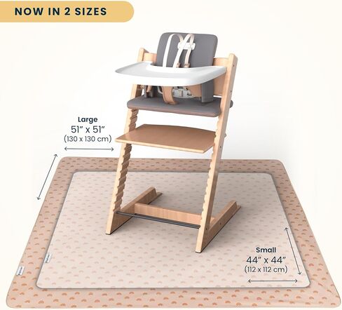 Tiny Twinkle Splat Mat for Under High Chair or Table | 44" x 44" Waterproof & Mess-Proof High Chair Mat for Baby, Machine Washable for Mealtime or Art(Beige Checkers) in Saudi Arabia