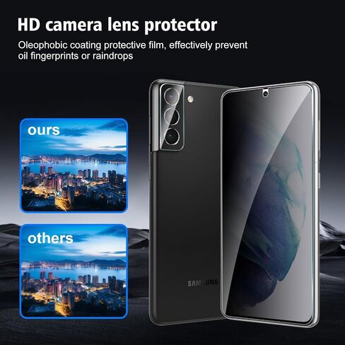 2+2 Pack for Samsung Galaxy S21+ 5G/S21 Plus Privacy Screen Protector with Camera Lens Protector, Anti Spy Tempered Glass Protection Film 9H Hardness, Scratch Resistant, Case Friendly in Saudi Arabia