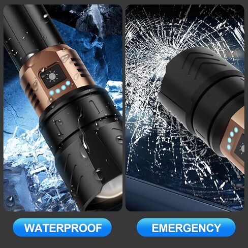 مصباح يدوي قابل لإعادة الشحن - مصباح يدوي 10000 لتر تكتيكيًا قويًا مع 4 أوضاع قابلة للتكبير مصباح يدوي مصباح مضاد للماء أبرز لضوء الفلاش لحالات الطوارئ المشي لمسافات طويلة في الهواء الطلق C1 in Kuwait