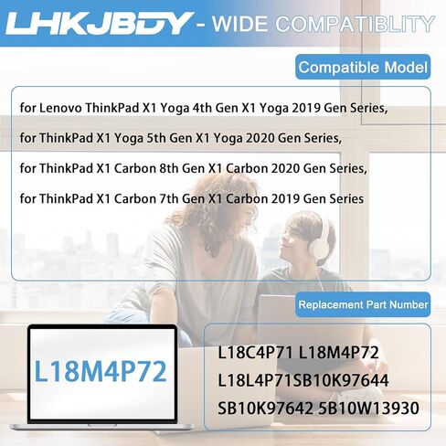 L18M4P72 استبدال بطارية الكمبيوتر المحمول لـ Lenovo ThinkPad X1 Yoga 4th 5th Gen ، X1 Carbon 7th 8th Gen Series L18L4P71 L18C4P71 02DL006 SB10K97642 02DL005 SB10K97643 SB10K97644 in Kuwait