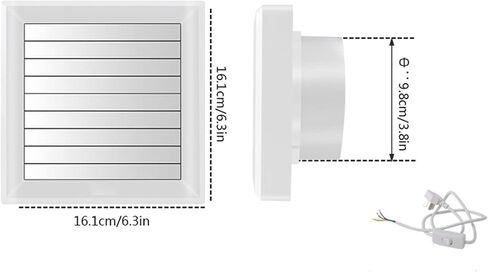 Ventilation Fan Electric Louver Ventilating Fan 4"" 6"" Bathroom Wall Glass Window Exhaust Fan White Small Exhaust Fan with Power Cord, 16w, 180m³/h ventilating Fan(Color:6 inches), in Kuwait