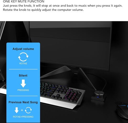 Zunate USB Control Control Control anbuster مع وحدة التحكم في سدادة كبوت مفتاح واحدة وتشغيل وحدة تحكم الوسائط المتعددة من سبيكة الألومنيوم لجهاز الكمبيوتر المحمول. in Kuwait
