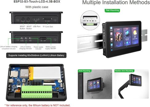 ESP32-S3 4.3inch LCD LCD Screen Screen Board Onboard 800 × 480 65K RGB Screen 5 نقاط شاشة لمس مع حالة ، ودعم 2.4 جيجا هرتز Wi-Fi & Bluetooth 5 ، 32 بت معالج LX7 ثنائي النواة in Saudi Arabia