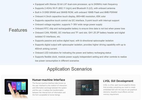 ESP32-S3 4.3inch LCD LCD Screen Screen Board Onboard 800 × 480 65K RGB Screen 5 نقاط شاشة لمس مع حالة ، ودعم 2.4 جيجا هرتز Wi-Fi & Bluetooth 5 ، 32 بت معالج LX7 ثنائي النواة in Saudi Arabia