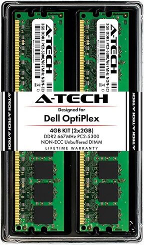 A-Tech 4GB (2x 2GB) مجموعة ذاكرة RAM لـ Dell Optiplex 755 ، 745 ، 740 ، GX620 ، GX520 ، 360 ، 330 ، 160 ، FX160 ، (MT ، DT ، SFF ، USFF) in Kuwait