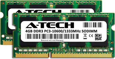 A-Tech 8GB (2 × 4 جيجا بايت) ذاكرة الوصول العشوائي للـ Toshiba Satellite C655-S5061 | DDR3 1333MHz SODIMM PC3-10600 204-PIN مجموعة ترقية الذاكرة in Saudi Arabia