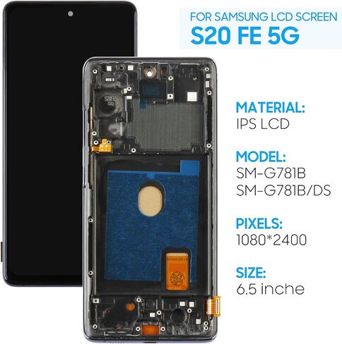 استبدال الشاشة لـ Samsung Galaxy S20 Fe 5G SM-G781 SM-G781B SM-G781U SM-G781F/DS SM-G781W 6.5 "شاشة LCD شاشة لمجلة لمجلة اللمس مع إطار أسود in Saudi Arabia