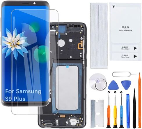 شاشة العرض لـ Samsung Galaxy S9 Plus TFT G965F G965U G965W LCD Screen Screen Kit (Black with Frame ، وليس الشاشة المنحنية) in Kuwait
