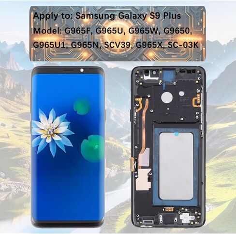 شاشة العرض لـ Samsung Galaxy S9 Plus TFT G965F G965U G965W LCD Screen Screen Kit (Black with Frame ، وليس الشاشة المنحنية) in Kuwait