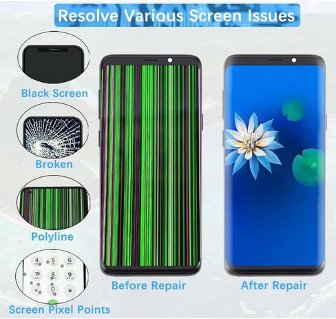 شاشة العرض لـ Samsung Galaxy S9 Plus TFT G965F G965U G965W LCD Screen Screen Kit (Black with Frame ، وليس الشاشة المنحنية) in Kuwait