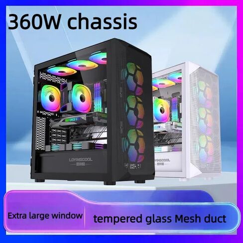 Mid Tower ATX PC Case-تصميم شبكة عالية التهوية ، لوحة زجاجية مقسمة ، USB-C ، Esports Game Cooling Desktop Case تدعم حالة كبيرة المبردة بالمياه (أبيض) in Saudi Arabia