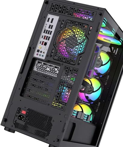 Mid Tower ATX PC Case-تصميم شبكة عالية التهوية ، لوحة زجاجية مقسمة ، USB-C ، Esports Game Cooling Desktop Case تدعم حالة كبيرة المبردة بالمياه (أبيض) in Saudi Arabia