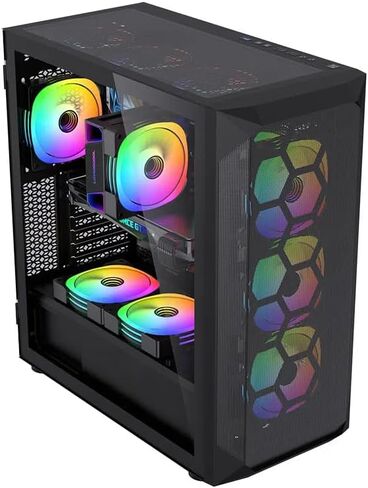 Mid Tower ATX PC Case-تصميم شبكة عالية التهوية ، لوحة زجاجية مقسمة ، USB-C ، Esports Game Cooling Desktop Case تدعم حالة كبيرة المبردة بالمياه (أبيض) in Saudi Arabia