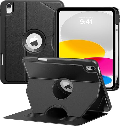 Timovo Case for iPad (A16) الجيل الحادي عشر 11 بوصة 2025 ، IPAD 10 CASE 10.9 بوصة 2022 ، غطاء وقائي لقلم الرصاص القابل للتعديل مع حامل القلم الرصاص ، الاستيقاظ التلقائي ، الأسود ، الأسود in Kuwait