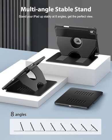 Timovo Case for iPad (A16) الجيل الحادي عشر 11 بوصة 2025 ، IPAD 10 CASE 10.9 بوصة 2022 ، غطاء وقائي لقلم الرصاص القابل للتعديل مع حامل القلم الرصاص ، الاستيقاظ التلقائي ، الأسود ، الأسود in Kuwait