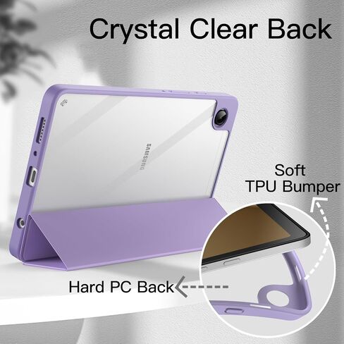 علبة Jetech لـ Samsung Galaxy Tab A9 8.7 بوصة 2023 ، PC PC HARD شفافة واضحة ، غطاء قرص Tri-Fold Stri-Fold (Light Purple) in Saudi Arabia