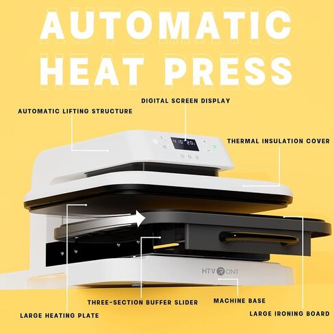 HTVRONT Auto Heat Press Machine for T Shirts - Heat Press 15x15 with Auto Release - Heats Up Fast & Distribute Heat Evenly, Intelligent Heat Press Machines for HTV, Sublimation, Heat Transfer Projects in Saudi Arabia