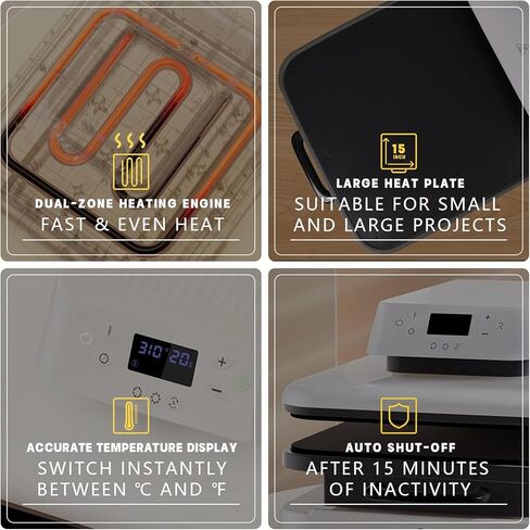 HTVRONT Auto Heat Press Machine for T Shirts - Heat Press 15x15 with Auto Release - Heats Up Fast & Distribute Heat Evenly, Intelligent Heat Press Machines for HTV, Sublimation, Heat Transfer Projects in Saudi Arabia