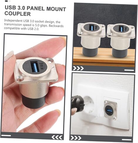 USB Panel Mount Coupler Adapter Reinforced Shell USB Connector for High Speed Data Transfer Scratch Resistant Female Extension Socket for Desktop Laptop and Media Devices in Saudi Arabia