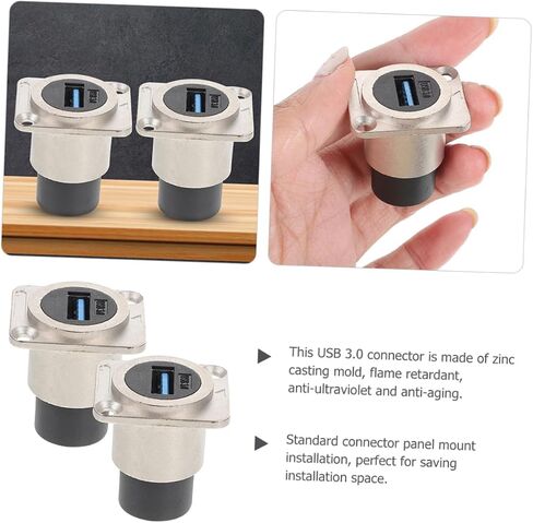 USB Panel Mount Coupler Adapter Reinforced Shell USB Connector for High Speed Data Transfer Scratch Resistant Female Extension Socket for Desktop Laptop and Media Devices in Saudi Arabia
