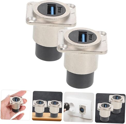 USB Panel Mount Coupler Adapter Reinforced Shell USB Connector for High Speed Data Transfer Scratch Resistant Female Extension Socket for Desktop Laptop and Media Devices in Saudi Arabia