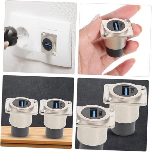 USB Panel Mount Coupler Adapter Reinforced Shell USB Connector for High Speed Data Transfer Scratch Resistant Female Extension Socket for Desktop Laptop and Media Devices in Saudi Arabia
