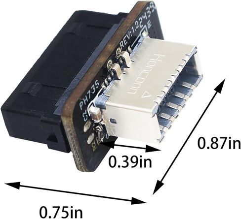 USB Front Panel Adapter Plug Port Vertical C Head Adapter 3.1 Type E Key A to 3.0 20 Pin Head Converter for Type C Motherboard Black in Saudi Arabia