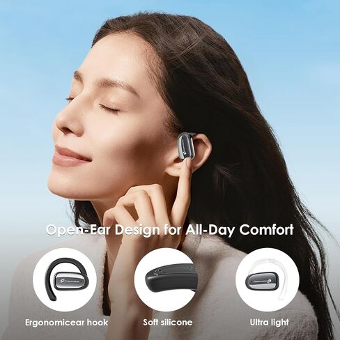 فتح الأذن Bluetooth 5.4 سماعات الأذن مع Earhook | 36H Playtime | IP54 مقاومة للماء | سماعات الأذن اللاسلكية الستيريو للرياضة والجري والتدريبات (أسود) in Kuwait