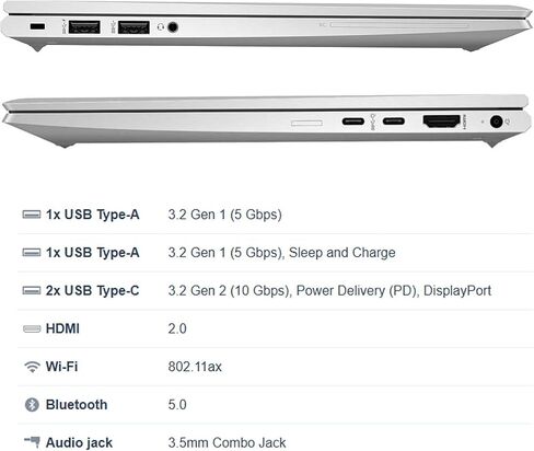 HP ELITEBOOK 845 G8 Business Labtop ، 14 "FHD (1920 × 1080) شاشة ، AMD Ryzen5 5650U 2.2 جيجا هرتز حتى 4.2 جيجا هرتز ، 512 جيجا بايت SSD ، ذاكرة الوصول العشوائي in Saudi Arabia