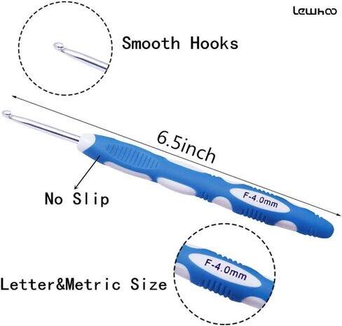 Lewhoo 13 Size Ergonomic Crochet Hooks Set with Case, 2.0mm -10.0mm (B-N) in Kuwait