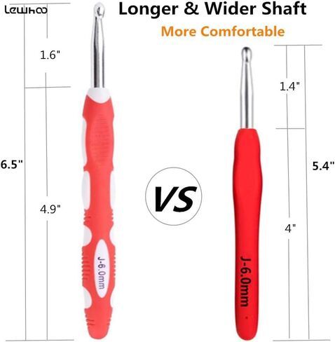 Lewhoo 13 Size Ergonomic Crochet Hooks Set with Case, 2.0mm -10.0mm (B-N) in Kuwait