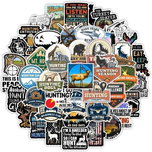 100PCS Hunting Stickers Pack, Waterproof Vinyl Decals for Outdoor Use, Laptop, Tumbler, Skateboard, Truck in Saudi Arabia