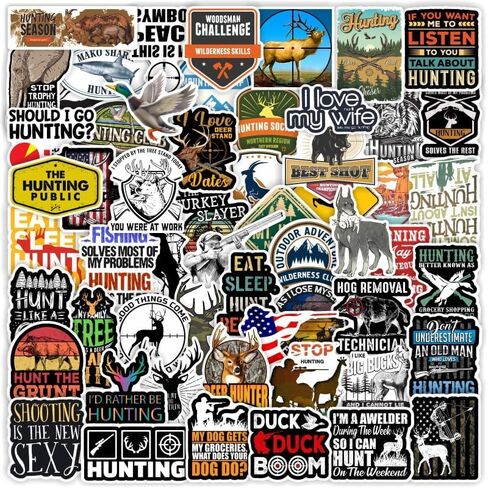 100PCS Hunting Stickers Pack, Waterproof Vinyl Decals for Outdoor Use, Laptop, Tumbler, Skateboard, Truck in Saudi Arabia