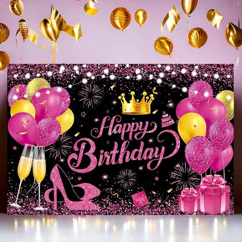 Yinqin 180x120 cm Glitter Black Purple Golden Happy Birthday Party Photo Photo Photo خلفيات القماش 71x47 بوصة in Kuwait