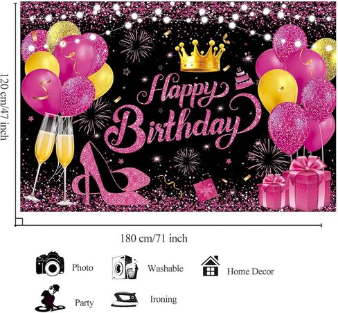 Yinqin 180x120 cm Glitter Black Purple Golden Happy Birthday Party Photo Photo Photo خلفيات القماش 71x47 بوصة in Kuwait