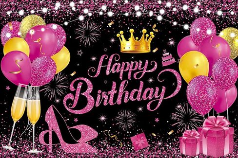 Yinqin 180x120 cm Glitter Black Purple Golden Happy Birthday Party Photo Photo Photo خلفيات القماش 71x47 بوصة in Kuwait