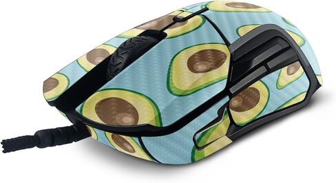 MightySkins Carbon Fiber Skin Compatible with SteelSeries Rival 5 Gaming Mouse - Blue Avocados | Protective, Durable Textured Carbon Fiber Finish | Easy to Apply and Change Styles | Made in The USA in Saudi Arabia