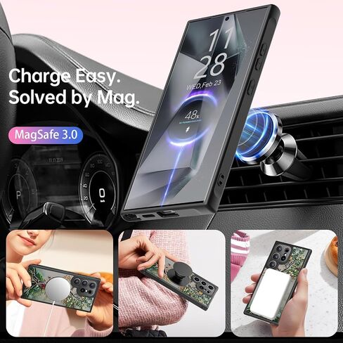 Funmiko for Samsung Galaxy S25 Ultra Case Charge و Protection Scender -Radies - تصميم الأزهار العصرية للنساء الفتيات ، غطاء الهاتف غير اللامع مع زوايا مقاومة للصدمات - تتفتح شجرة الحياة in Kuwait