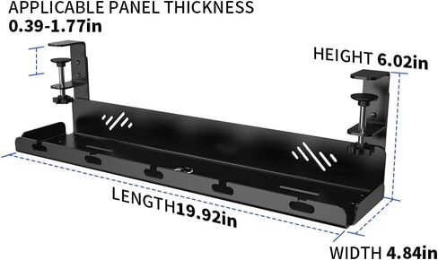 Under-Desk Cable Management Tray Stand, 24-inch Metal Wire Organizer, Black in Saudi Arabia