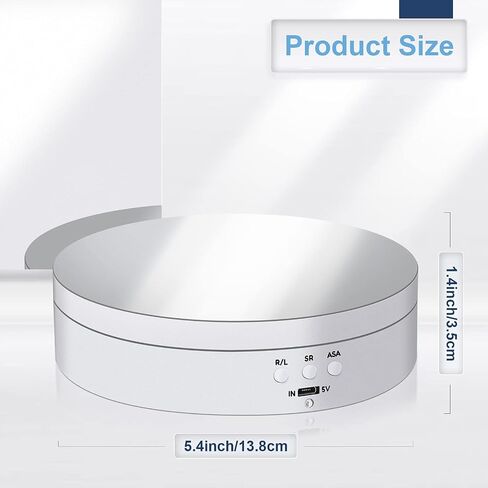 حامل شاشة دوار من Hicarer مزود بمحرك 360 درجة مع كابل طاقة USB لمنتجات التصوير الفوتوغرافي والعروض، أسود (PVC) in Kuwait