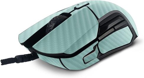 MightySkins Carbon Fiber Skin Compatible with SteelSeries Rival 5 Gaming Mouse - Solid Seafoam | Protective, Durable Textured Carbon Fiber Finish | Easy to Apply and Change Styles | Made in The USA in Saudi Arabia