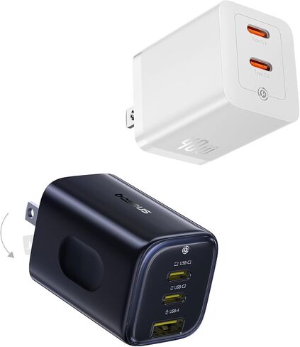 BASEUS PICOGO 67W USB C Charger ، أصغر 3 منفذ شحن سريع مع قابس قابل للطي و 40W TYPRE C ACRGER in Kuwait
